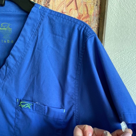 IGUANA MED SCRUB TOP STRETCH BLUE SCRUBS TOP S IGUANAMED SCRUBS 🦎 - Picture 13 of 15